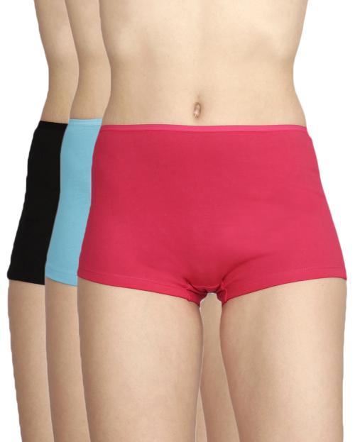 Lux Cozi Multicolor Solid Cotton Pack of 3 Boyleg