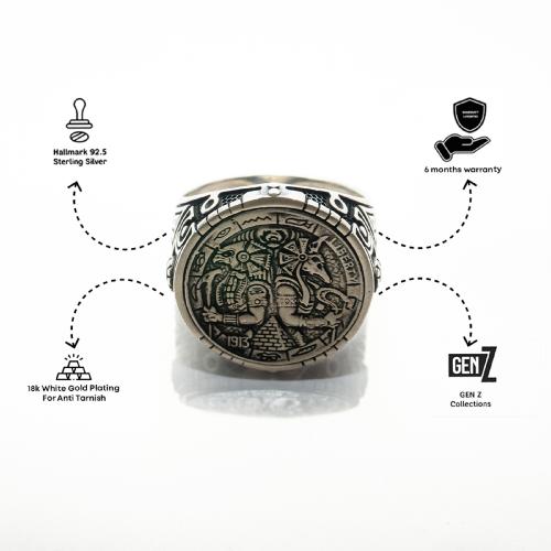 Versavia Stylish 1.925 Sterling The Mummy Silver Ring | Anti Tarnish 2.18k White Gold Plating Ring | Perfetc Gift For Man_20