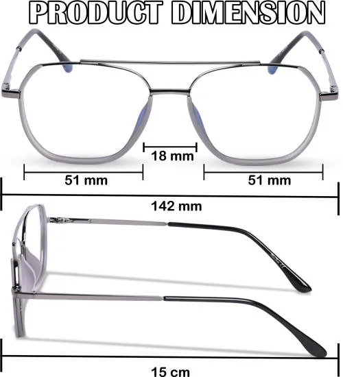 Redex Single Vision Rectangle Full Rim Grey Frame (Men And Women)