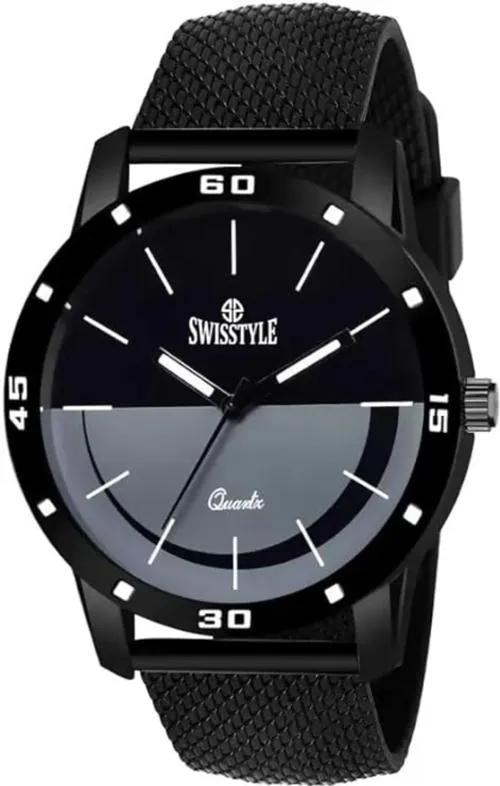 SWISSTYLE Analog Black Dial Strap Watch for Men