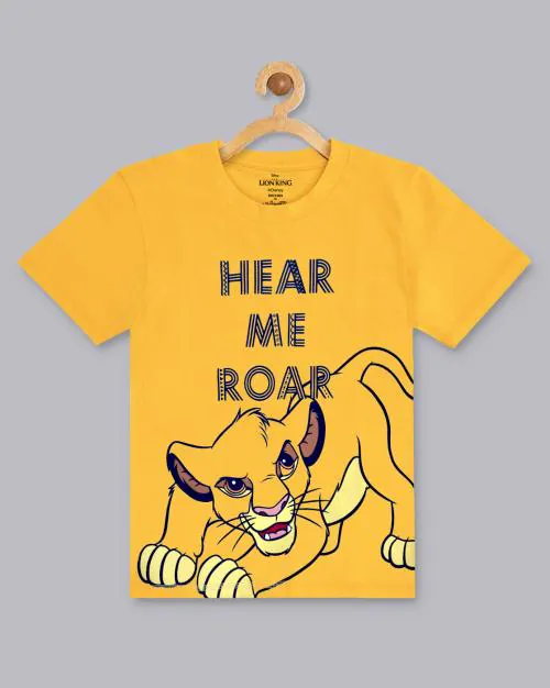 Kidsville Boys Lion King Printed Yellow Tshirt