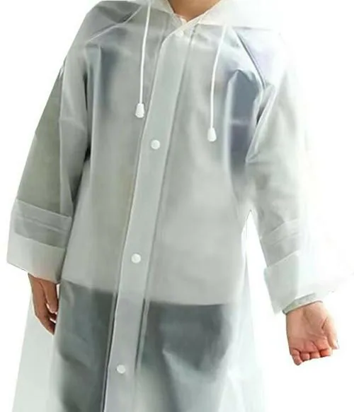 INFISPACE Kid's Reusable EVA Rain Poncho Raincoat| Rain Jackets Long with HoodEva Boys White A Color Raincoat pack of 1