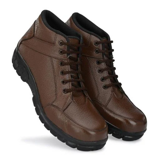 ALLSAFE Genuine Leather Steel Toe Formal Safety Shoes For Men (Brown)
