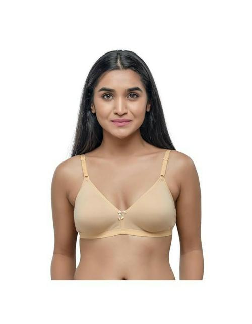 Daisy Dee Women Girls Cotton Seamless Non Padded Non Wired Low Neck Bra - (Skin, 40B)