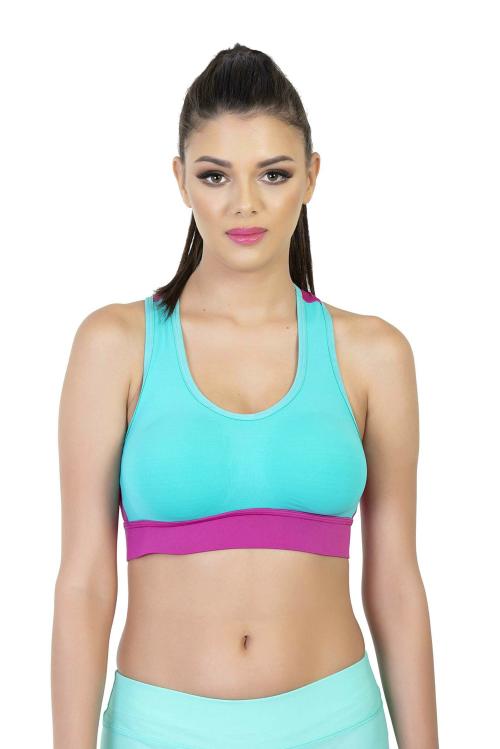 ENVIE Women's Racerback Sports Bra/Full Coverage, Non-Padded, Non-Wired/Workout/Yoga/Exercise/Running, Inner Wear for Ladies T-Shirt Type Bra - Blue (M/34)