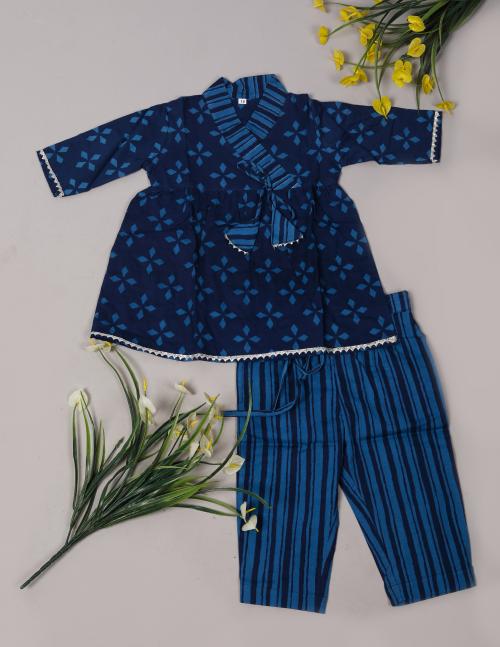 Spack Jerrow Kids dress girl|Kurti Palazo set for girls|kids palazzo set|Pure Cotton Printed Kurti Pajami/Pyjami Set for Baby Girl (B4_KPJ_6-12 M)