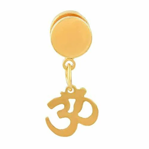 Zumrut Gold Plated Shiva OM Bali Stud Earring (Men and Women)