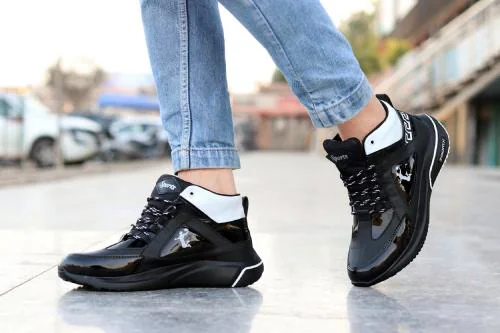 VATELIO Men's Black Mesh Lace-Ups Jordan Shoes