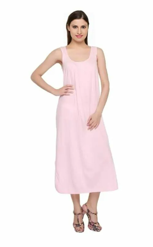 Fash N Wish Womens Hosiery Cotton Full Length Camisole, Long Inner wear Petticoat-Nighty Slip-Kurti Slip-Suit Slip (Baby Pink)