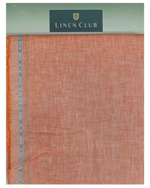 Linen Club Men Red Solid Linen Shirt Fabric