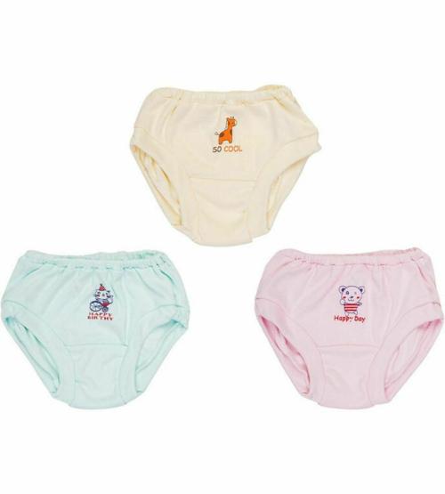 Toodles Baby Girls Multicolor Pure Cotton Panty 6-12 M - Pack of 3