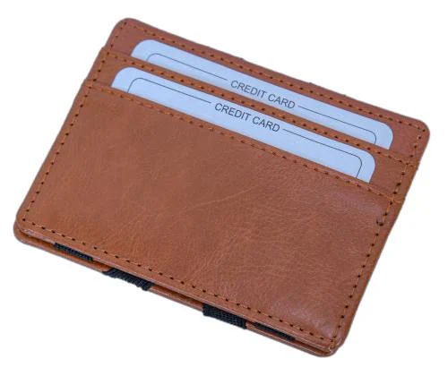 RC Rexcuir Magic Wallet Vegan Leather Slim Wallet Card Case Magic Men's Card Holder-Tan