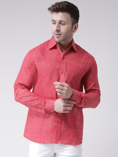RIAG MEN RED SOLID COTTON SHIRT