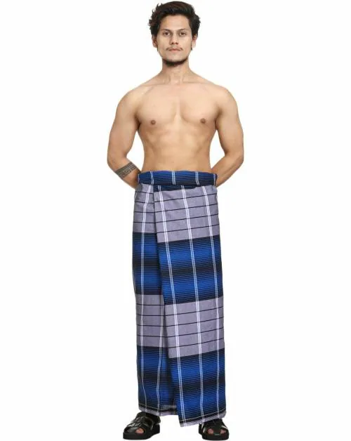 GOWRI TEX Men Multicolor Checkered Pure Cotton Stitched Lungi - Free Size