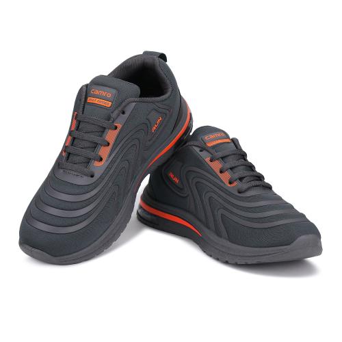 CAMRO Highcross-101 Lace Up Dark Grey Sports Shoes, Mesh Upper & PVC Sole for Running, Gyming & More