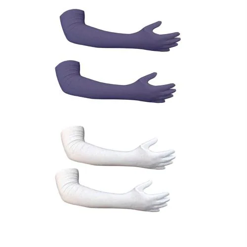 Cotson Women Cotton Summer UV Protection Driving Gloves For Scooty (Navy Blue, White) -2 Pairs