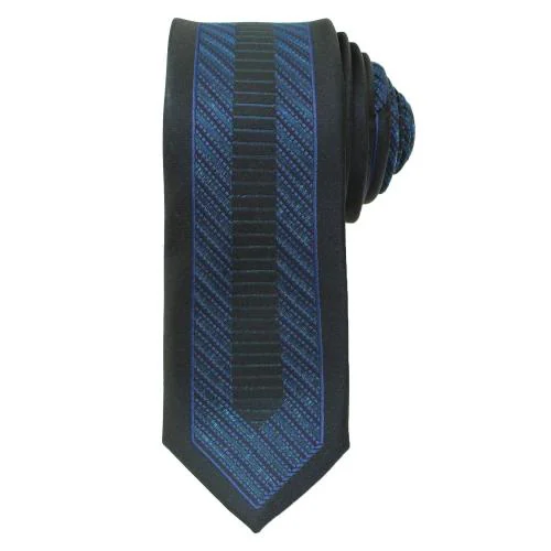 Leonardi Men Blue and Black Paisley Self Design Designer Necktie (Leonardi-Tie-18)