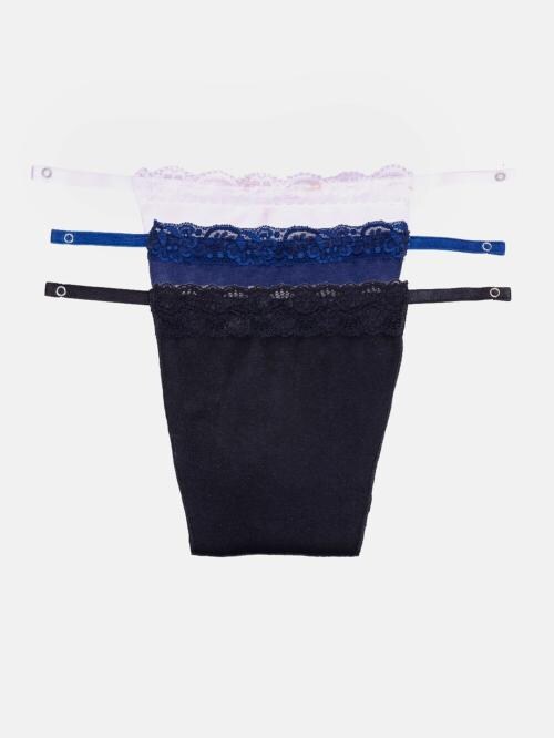 Finesse Miracle Cami Cotton Clip-on Mock Camisole Set Of 3-Black,White & Navy