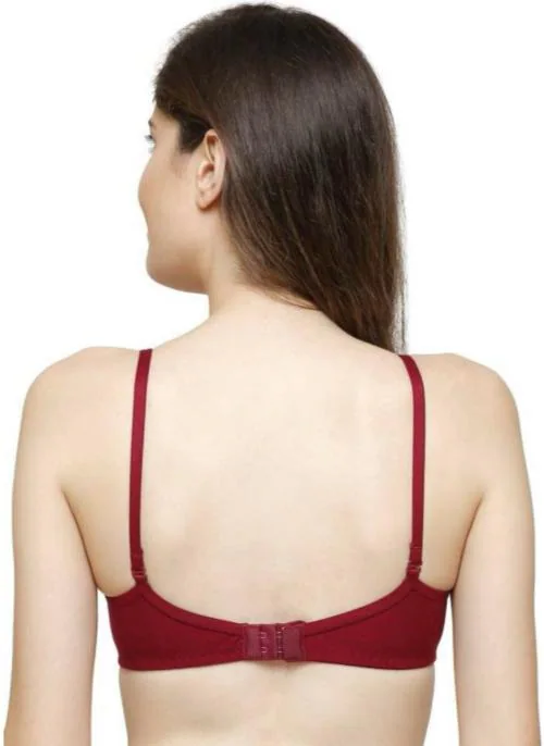 Apraa Women Red Cotton Blend Full Coverage Lightly Padded Bra