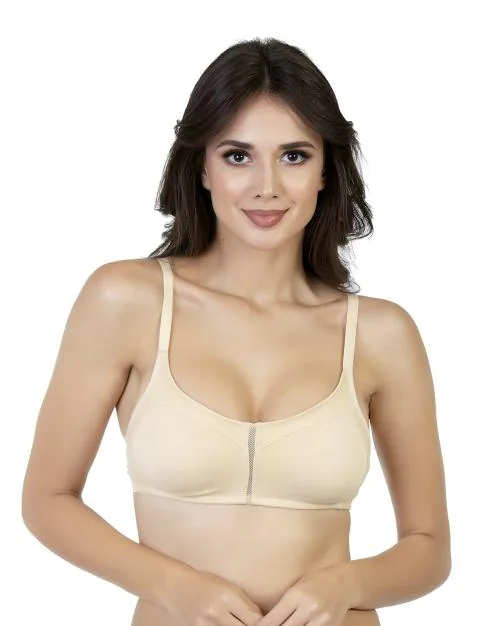 ENVIE Women's Cotton Bra_Ladies Non-Padded Wirefree Full Coverage Bra|Girls Inner Wear Casual Use Everyday T-Shirt Bra - (Nude/36B) Beige