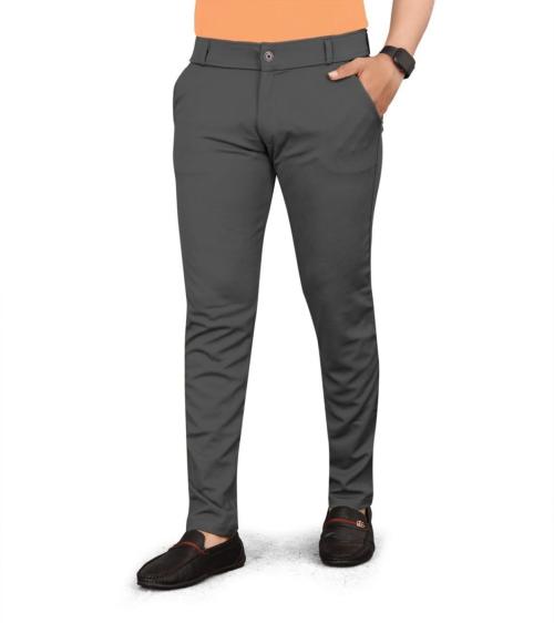 Ely-Fashion Men's Slim and Fit Stretchable Pants, Men's Slim Casual Pants (Dark grey-38 inch)