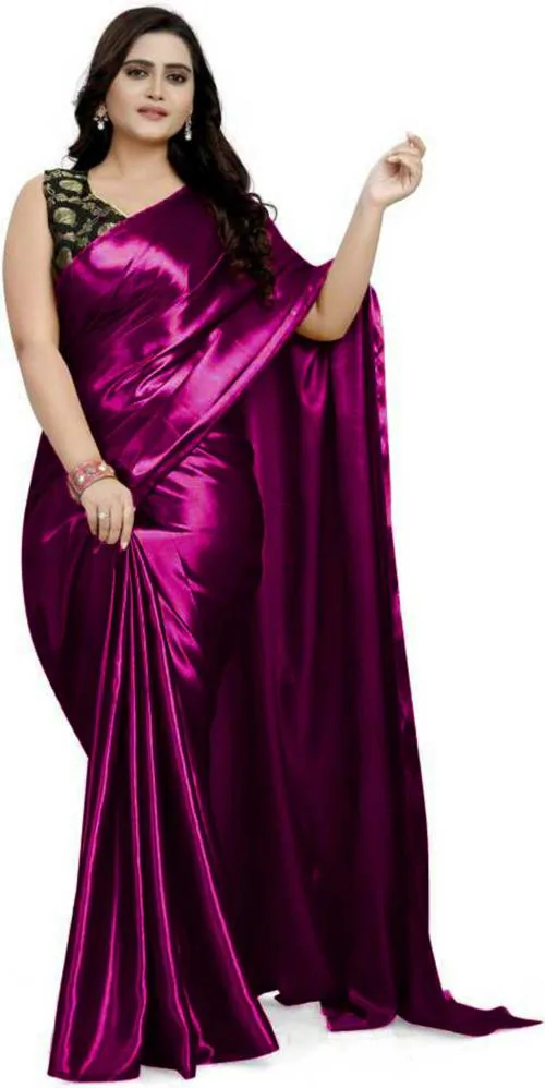 Arpita fashion Women Purple Satin Saree (Pack Of - 300)
