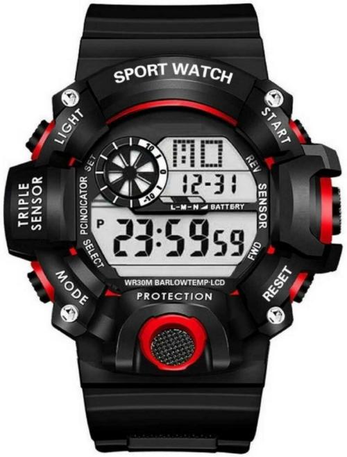 Trex LED Light Semi Water and Shock Resistance Alarm Sports Digital Watch Black Dial Black Strap for Boys and Girls