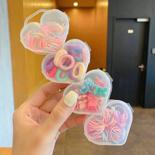 Diversa Baby Girls Boxed Elastic Rubber Bands Hair Bands Mini Hair Ties Soft Stretchable Tiny Ponytail Holders For Kid Girls Hair Accessory Set (Multicolor) With Box