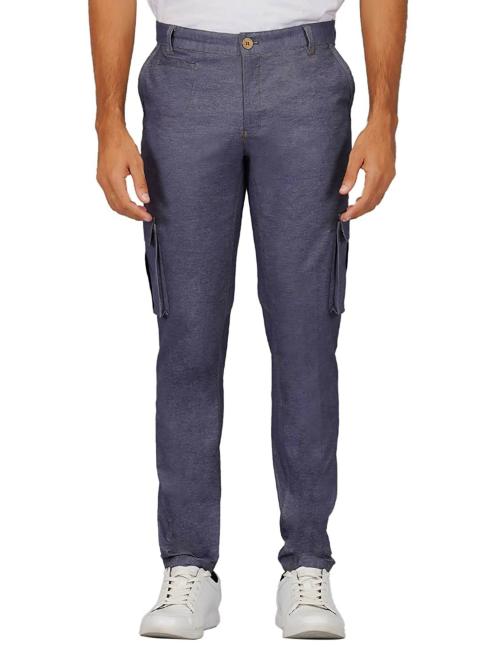 Rhysley Men Blue Cotton Lycra Six Pocket Trouser - 46