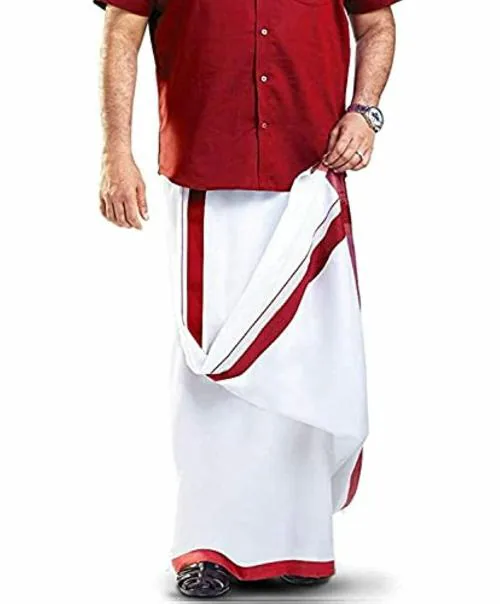 SUMAN TEX Men White Pure Cotton Dhoti