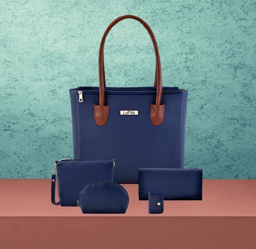 LaFille Blue Handbag For Women & Girls | Set of 5 Combo | Ladies Purse & Handbags for Office & College | DGN209