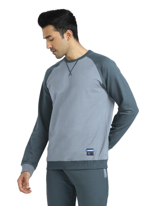 XYXX Grey Dual-colour Cotton Rich Quest Men Sweatshirt