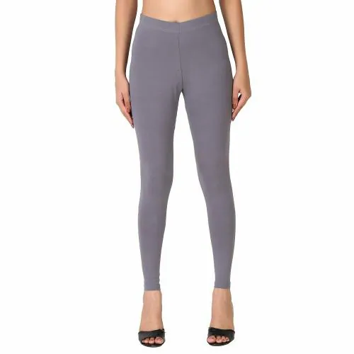 Co Colors Women Ash Solid Cotton Ankle Length Leggings