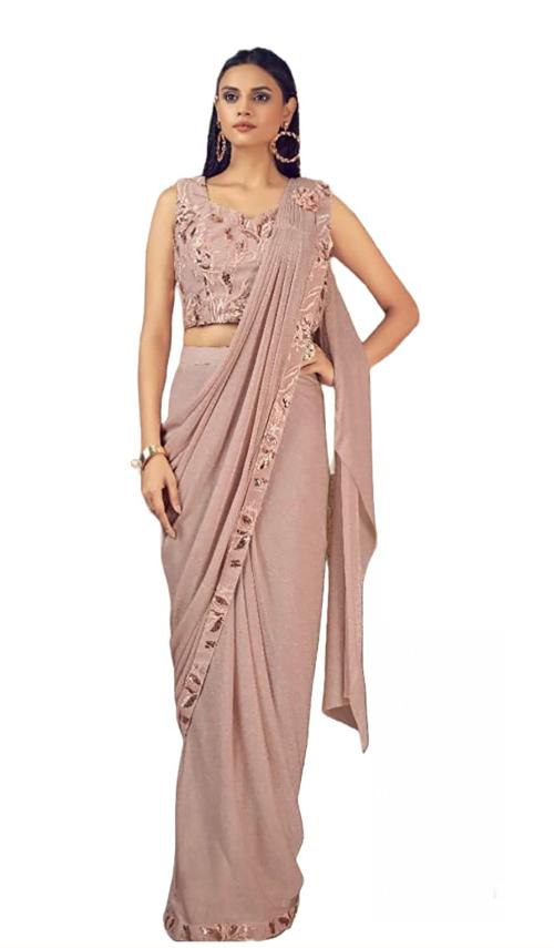 Amoha Trendz Women Peach Pack of 1 Readymade Saree