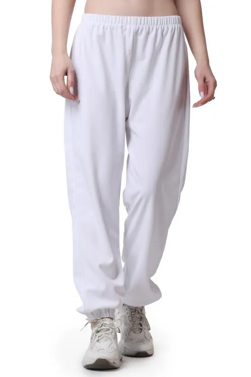 Popwings Women Casual White Solid Twill Joggers ! White Women Essentials High Rise Self Design Women Joggers