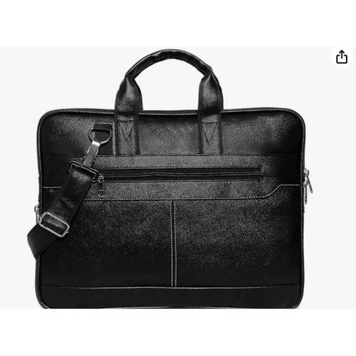 Bagneeds Men's Black Synthetic Leather Briefcase Best Laptop Messenger Bag Satchel for Men