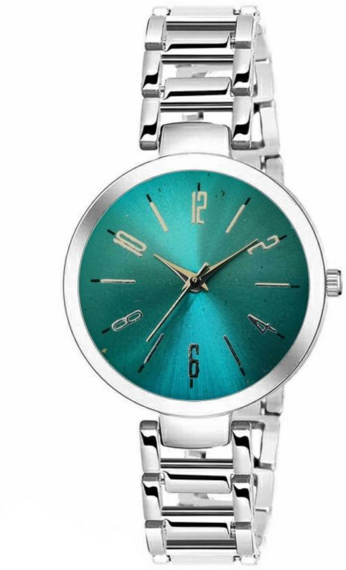 Mojito Wrist Analog Watch Black Dial Silver Strap for Girls and Women