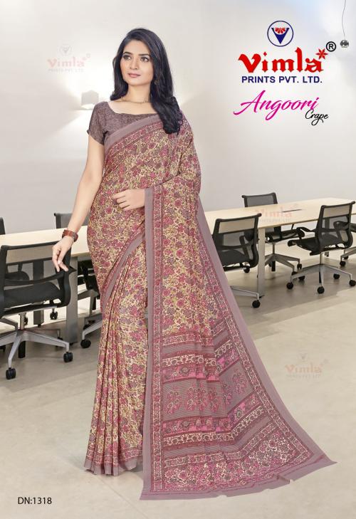 Buy Uniform Unicorn Womens Printed Crepe Silk Saree Brown Online at ...