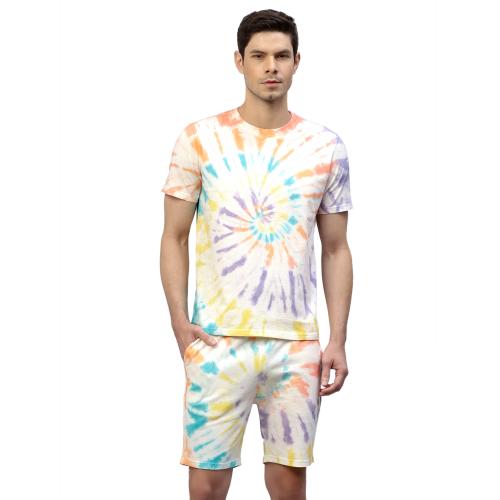 Nimble Men Tie & Dye Round Neck T-Shirt (Multicolor Spiral)