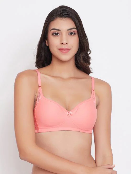 Clovia Pink Solid Cotton Single Full Coverage Bra