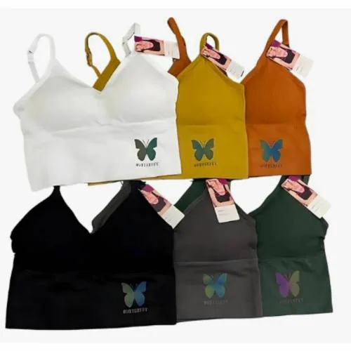 MANCHI FASHION Women's Butterfly Camisole Sports Light Padded Crop Top Console Bras, V-Neck, Pad Removable, Strapless, High Waist Tank Top | COLOR - MULTICOLOR2 | FREE SIZE