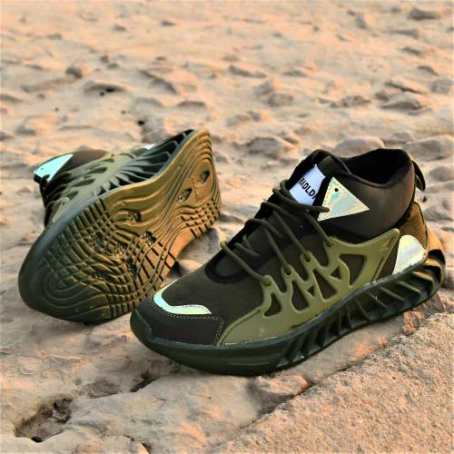 Shoeprix Premium Mesh With Silicone Sticker Boots For Men (Green)