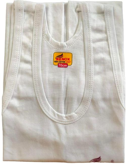 Renox Boys And Girls White Solid Cotton Pack Of 5 Vest (15-16 Years)