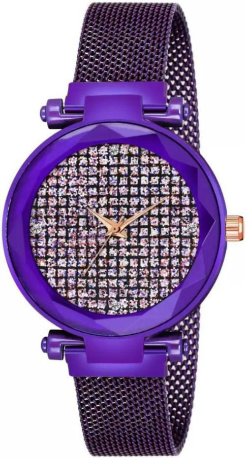 Bolun Analog Multicolor Dial Purple Strap Watch For Women