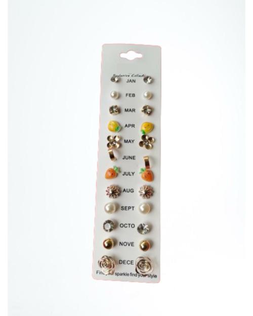 KIROH Pack of 12 Earring Pairs Earrings For Womens, Girls & Kids Metal Stud Earring - Perfect For Party, Wedding And Festivals (Multi Color)
