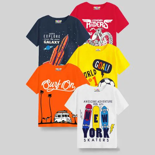 KUCHIPOO Boys Regular Fit Cotton T-Shirts KUC-TSHRT-232, Multi-Colored | Boys Tshirt | Kids Wear | T shirt for Kids | T shirt for boys | Boys t tshirts