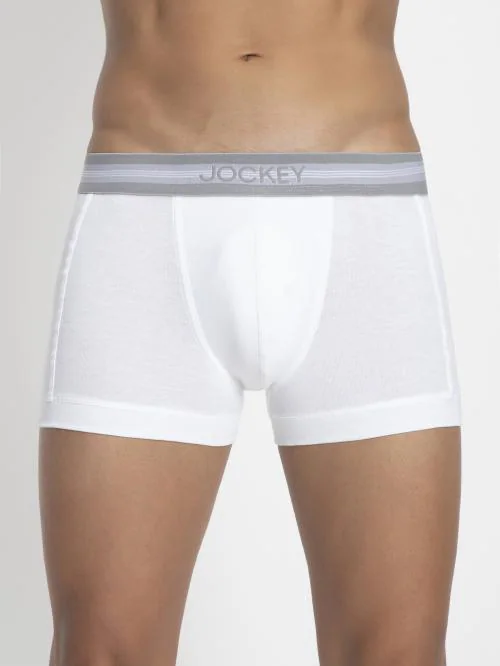 Jockey Men's White Solid Cotton Trunks