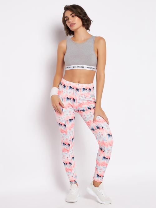 Clovia Women's Peach Tie-Dye Polyester Single Tights