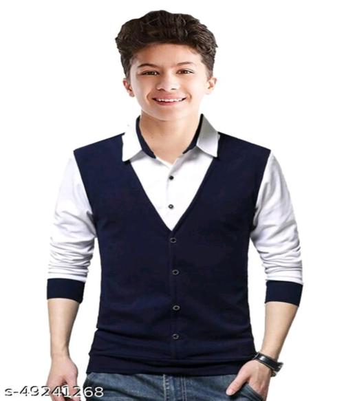 TRY THIS Boys COLLAR NECK REGULAR FIT FULL SLEEVES TSHIRT