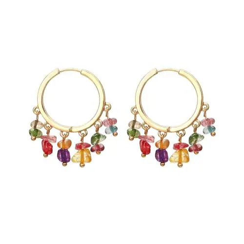 Kairangi by Yellow Chimes Multicolor Metal Stone Hanging Hoop Earrings for Women and Girls